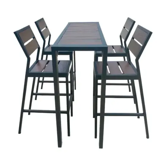 Mesa alta Bakalar con cuatro sillas altas, foto de producto